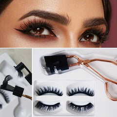 3D Magnetic False Eyelashes Cross Curling 2 Pairs Reusable Lashes