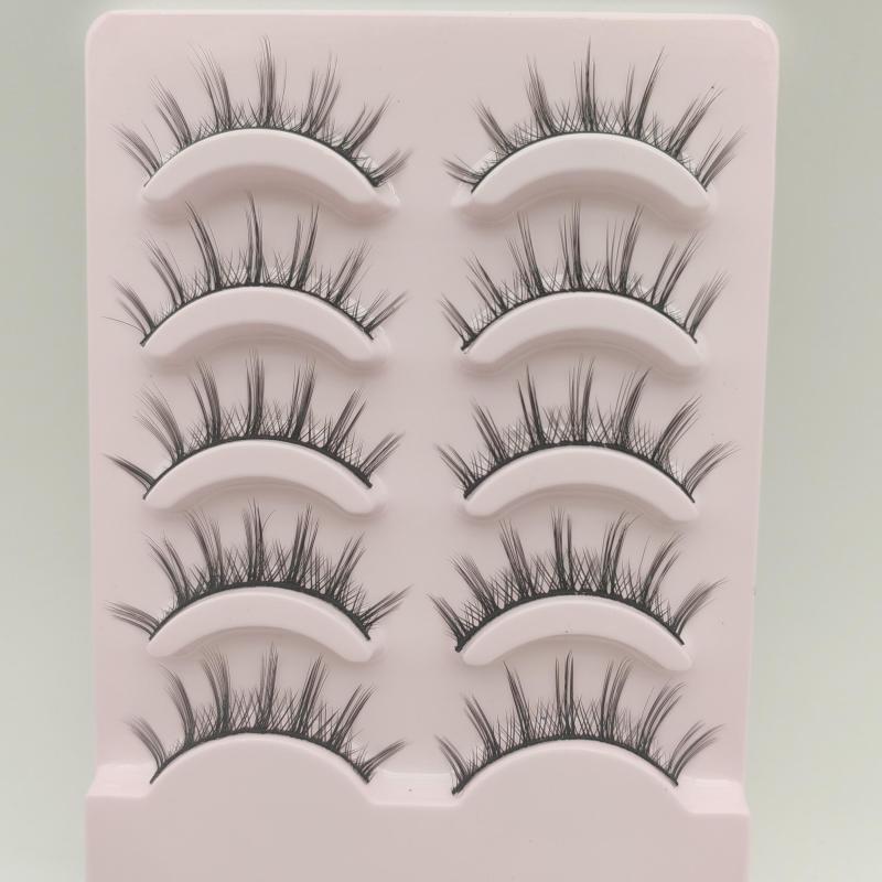 Natural Pointed False Eyelashes Makeup Tools 5 Pairs