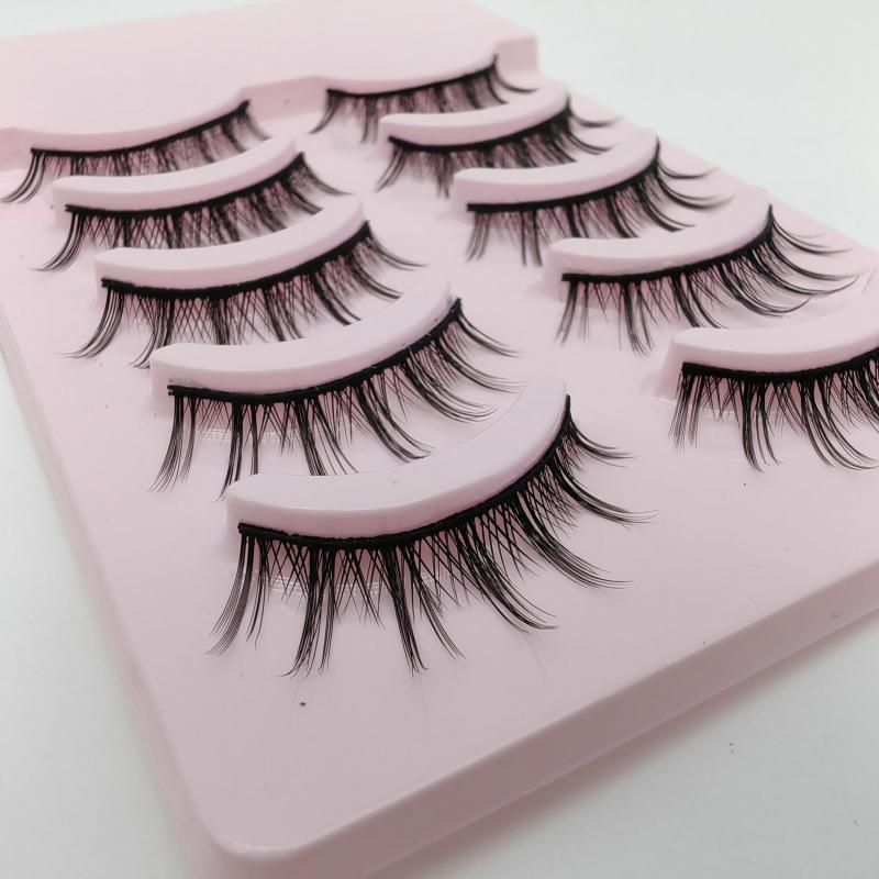 Natural Pointed False Eyelashes Makeup Tools 5 Pairs