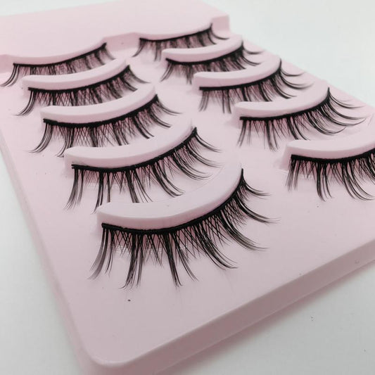 Natural Pointed False Eyelashes Makeup Tools 5 Pairs