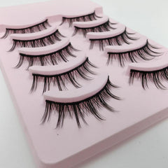 Natural Pointed False Eyelashes Makeup Tools 5 Pairs
