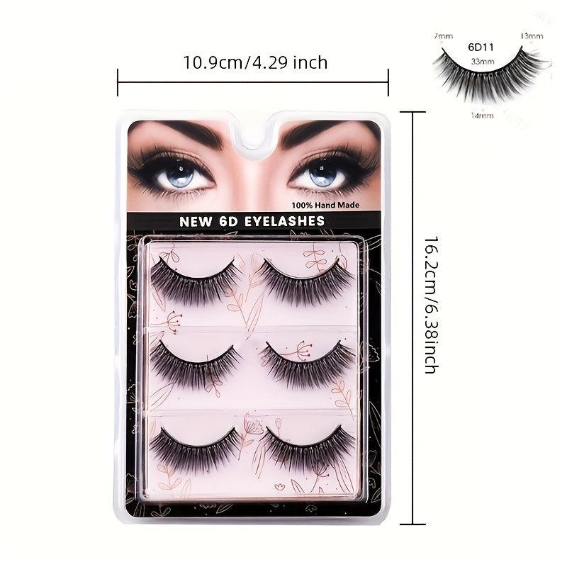 3 Pairs Natural Fiber False Eyelashes