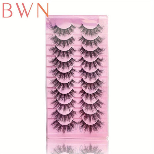 10 Pairs Faux Mink Hair False Eyelashes 3D Realistic Thick for Parties