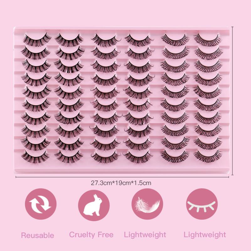 30 Pairs 3D False Eyelashes Faux Mink Lashes Dramatic Volume Long Lashes