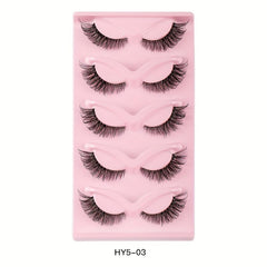 5 Pairs Cat Eye False Eyelashes Natural Thick Curling Lashes for Big Eye Makeup
