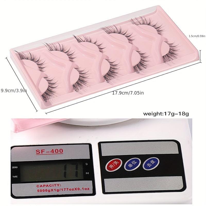 5 Pairs Cat Eye False Eyelashes Natural Thick Curling Lashes for Big Eye Makeup