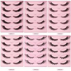5 Pairs Cat Eye False Eyelashes Natural Thick Curling Lashes for Big Eye Makeup