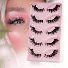 5 Pairs Cat Eye False Eyelashes Natural Thick Curling Lashes for Big Eye Makeup