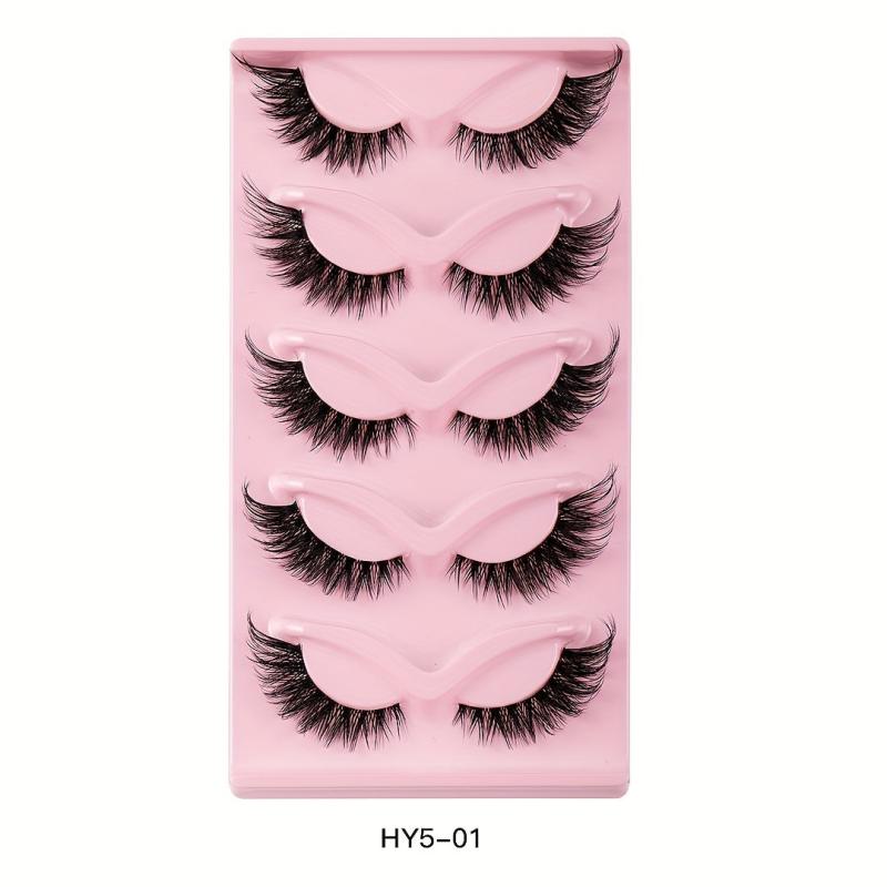 5 Pairs Cat Eye False Eyelashes Natural Thick Curling Lashes for Big Eye Makeup