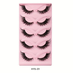 5 Pairs Cat Eye False Eyelashes Natural Thick Curling Lashes for Big Eye Makeup