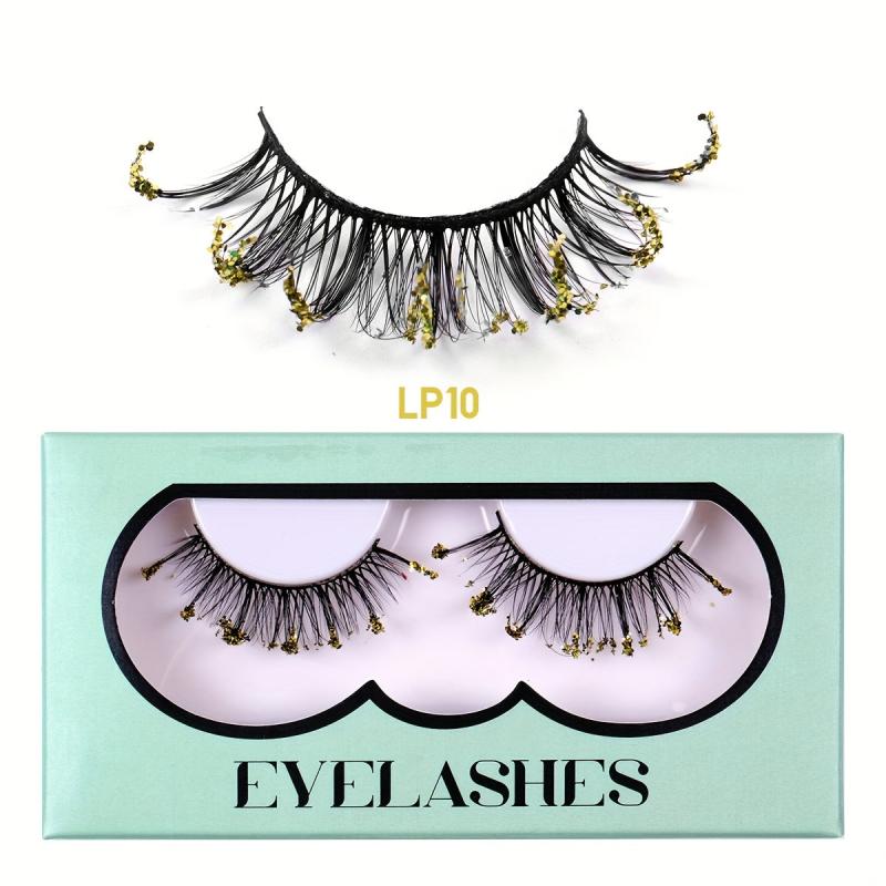 Glitter False Eyelashes D Curling Sequin Decorative Lashes