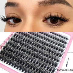 200 Clusters Soft Faux Mink Eyelash Ext. DIY Grafting 16mm Mixed Lengths