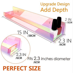 4 Pack 15 Inch Iridescent Acrylic Shelves Clear Rainbow Floating Bookshelf