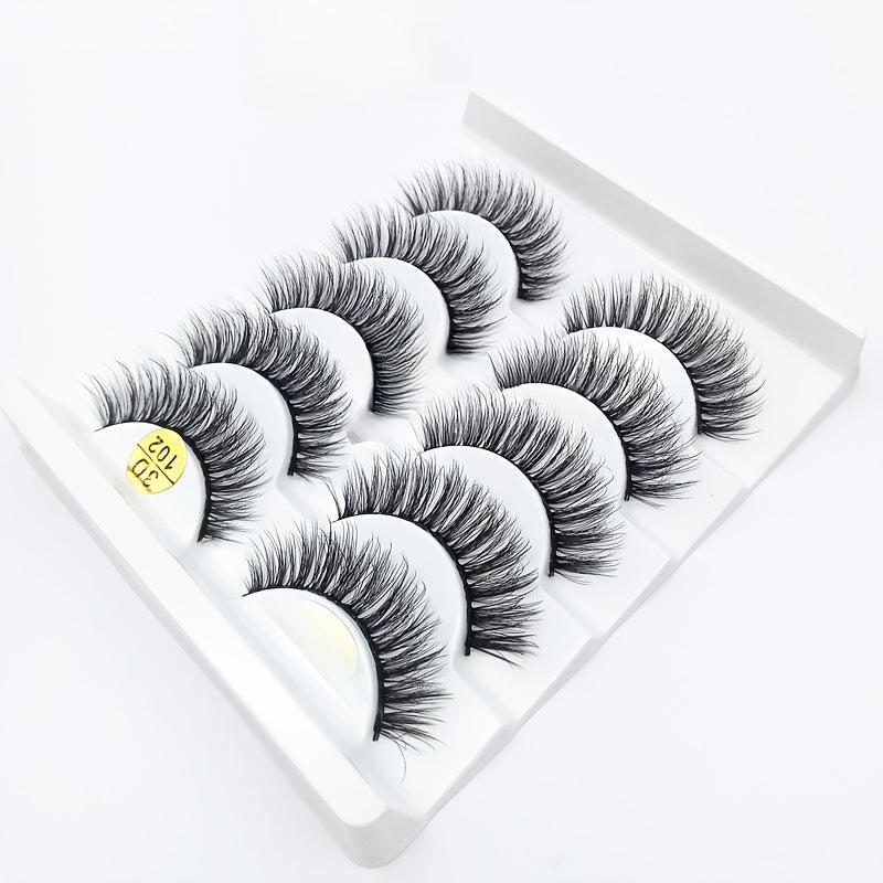 5 Pairs 3D Natural Curling Faux Mink Eyelashes Enhance Your Eyes