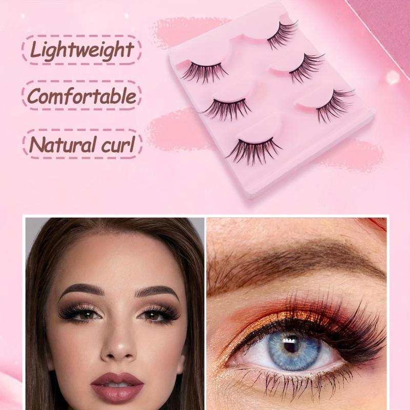 3 Pairs Cat Eye Lashes Natural Curling False Eyelashes