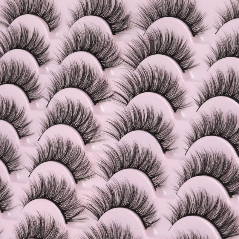 Natural Looking Fluffy 3D Faux Mink Cat Eye Lashes - Wispy Look