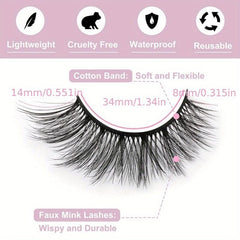 Natural Looking Fluffy 3D Faux Mink Cat Eye Lashes - Wispy Look