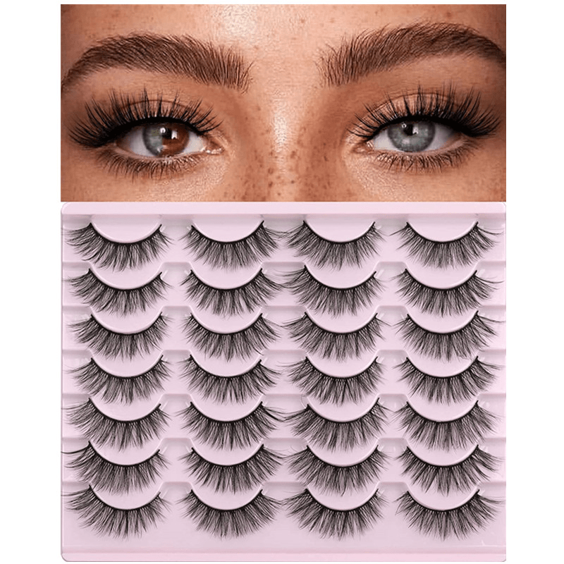 Natural Looking Fluffy 3D Faux Mink Cat Eye Lashes - Wispy Look