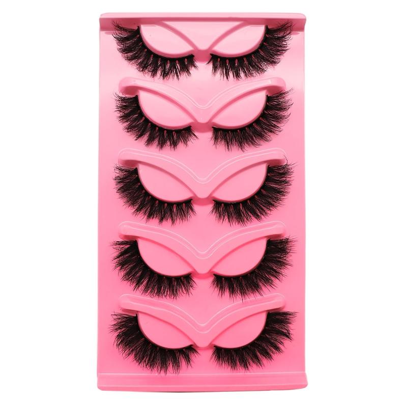 5 Pairs Thick 18mm Fluffy False Eyelashes Cat Eye Lashes