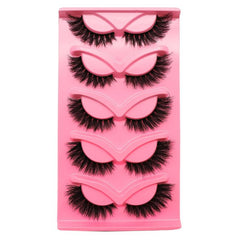 5 Pairs Thick 18mm Fluffy False Eyelashes Cat Eye Lashes