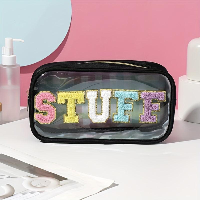 Chenille Letter Clear Makeup Bag Large Capacity Portable Toiletr