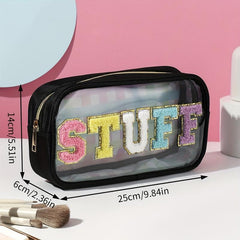 Chenille Letter Clear Makeup Bag Large Capacity Portable Toiletr