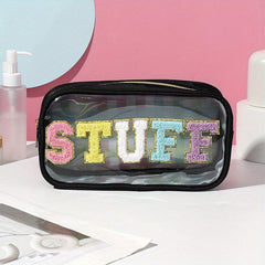 Chenille Letter Clear Makeup Bag Large Capacity Portable Toiletr