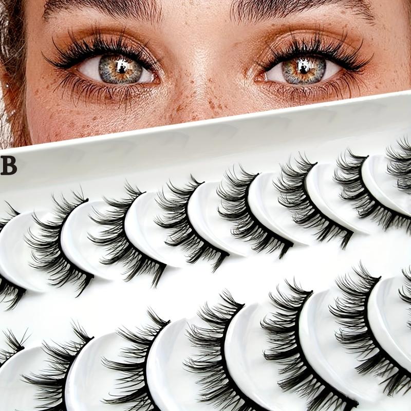 10 Pairs Fluffy Natural False Eyelashes Makeup Faux Mink Lashes