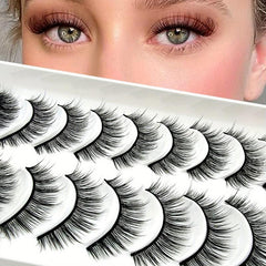 10 Pairs Fluffy Natural False Eyelashes Makeup Faux Mink Lashes