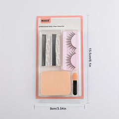 4pcs Eye Makeup Set - Powder Puff, Lashes, Trimmer Blade, Sponge Brush