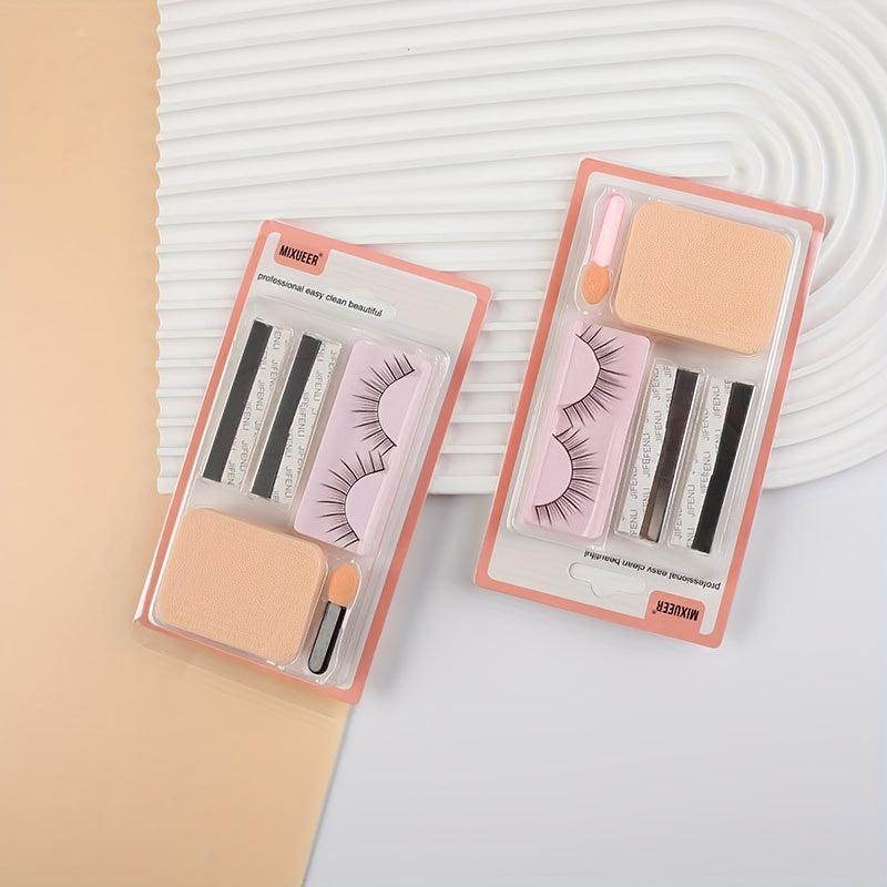 4pcs Eye Makeup Set - Powder Puff, Lashes, Trimmer Blade, Sponge Brush