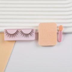 4pcs Eye Makeup Set - Powder Puff, Lashes, Trimmer Blade, Sponge Brush
