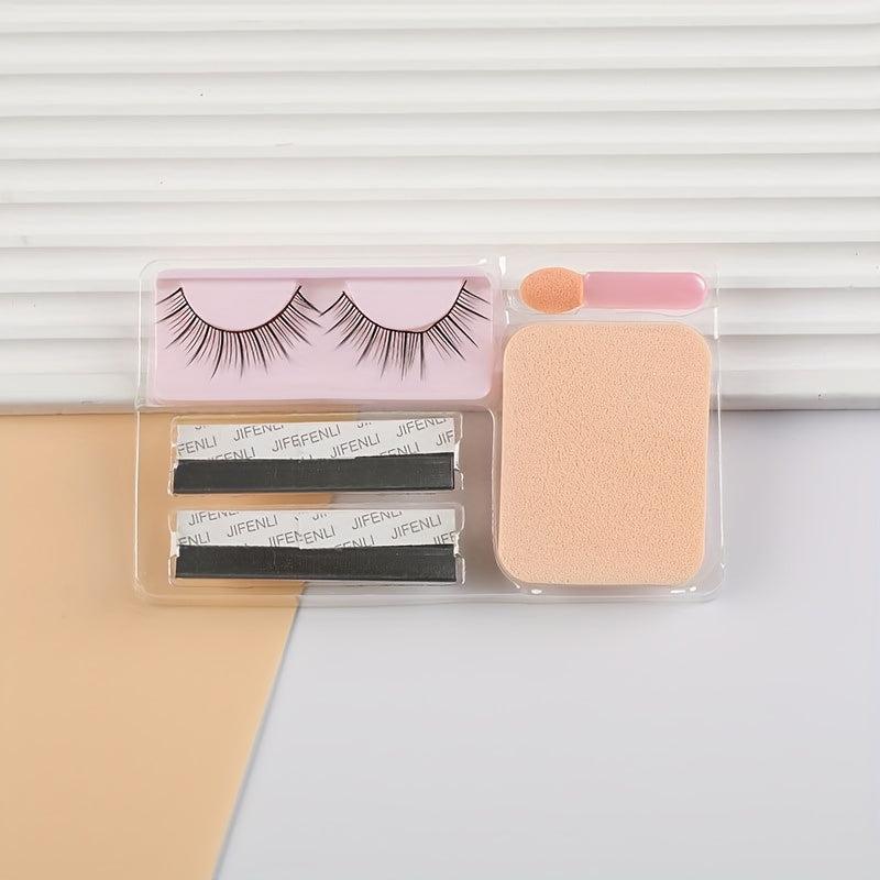 4pcs Eye Makeup Set - Powder Puff, Lashes, Trimmer Blade, Sponge Brush