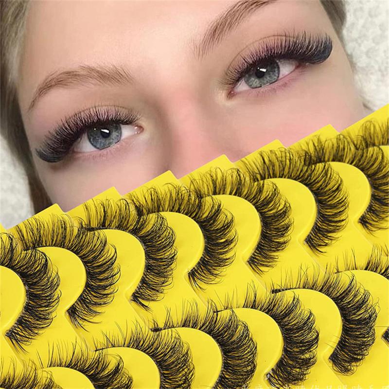 10 Pairs Faux Mink False Eyelashes Dramatic Fluffy Natural Long Makeup