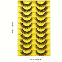 10 Pairs Faux Mink False Eyelashes Dramatic Fluffy Natural Long Makeup