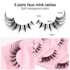5 Pairs 3D Winged End Eye Elongated Eyelashes Cat Eye False Eyelashes
