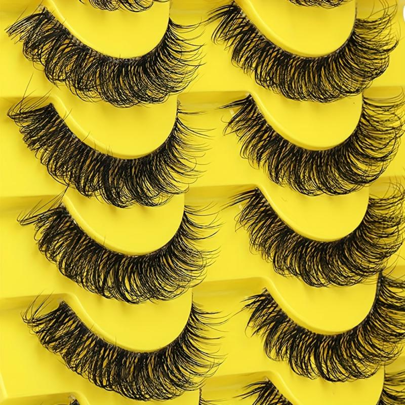 10 Pairs Faux Mink Eyelashes Natural Look Thick Simulated Lashes