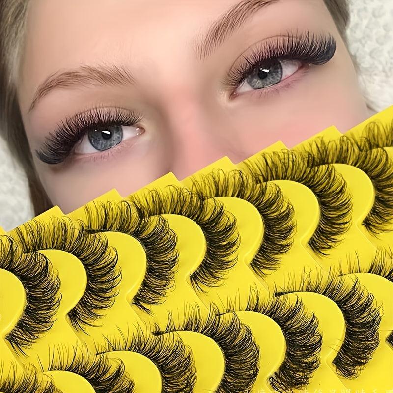 10 Pairs Faux Mink Eyelashes Natural Look Thick Simulated Lashes