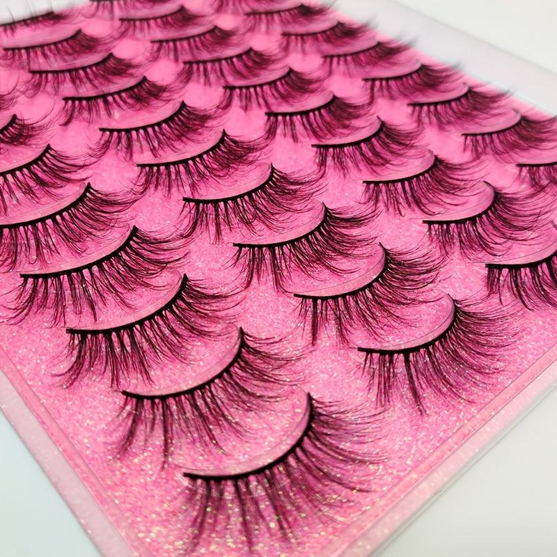 20 Pairs Faux Mink Eyelashes Kit with Adhesive Clips - Longer Fuller Lashes