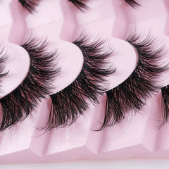 7 Pairs Cat Eye False Eyelashes Winged Thick Slanted Little Devil Style Lashes