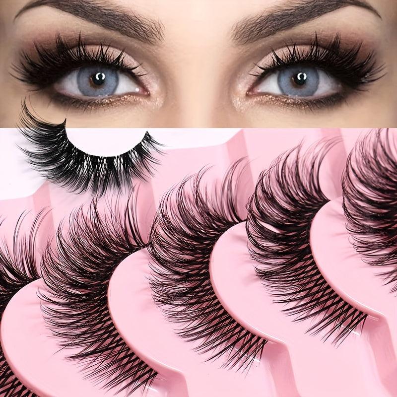 7 Pairs Cat Eye False Eyelashes Winged Thick Slanted Little Devil Style Lashes