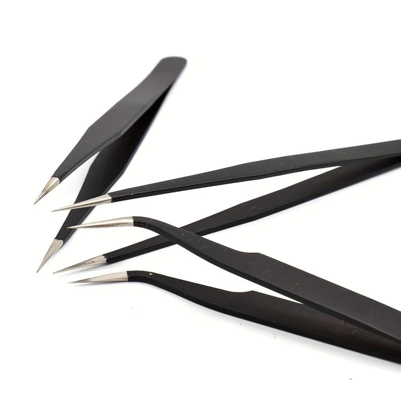2pcs Precision Stainless Steel Tweezers for Eyelash Extension Nail Sticker Gems