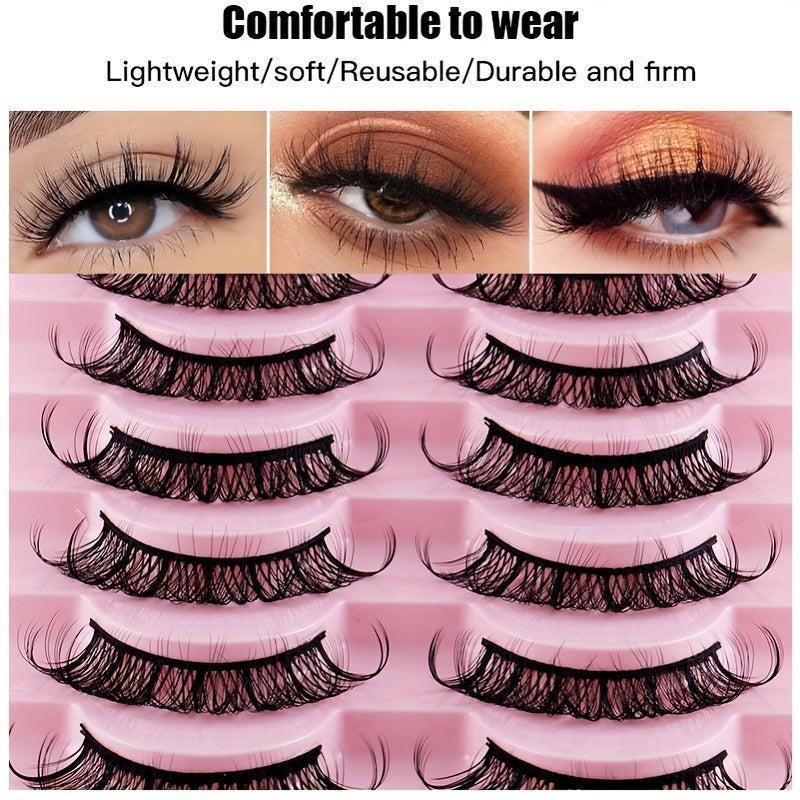 Curling Thick Volume Lashes Natural Look False Eyelashes 10 Pairs