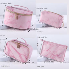 4pcs Marble Makeup Bag Waterproof Travel Cosmetic Organizer Toiletry Bag Pouch