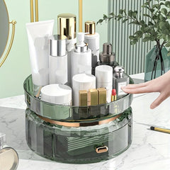 Makeup Perfume Organizer with Drawer Rotating Cosmetic Storage Case