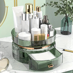 Makeup Perfume Organizer with Drawer Rotating Cosmetic Storage Case