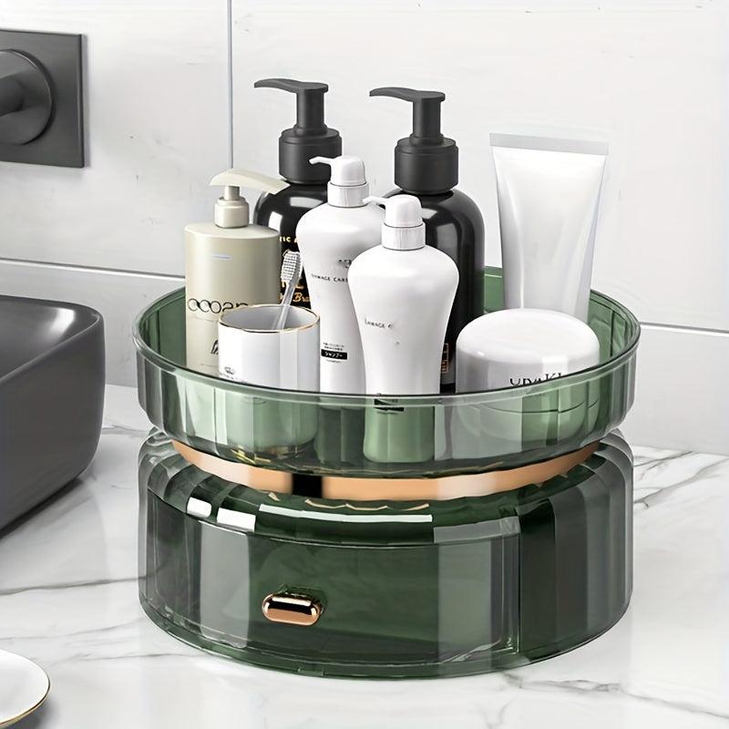 Makeup Perfume Organizer with Drawer Rotating Cosmetic Storage Case