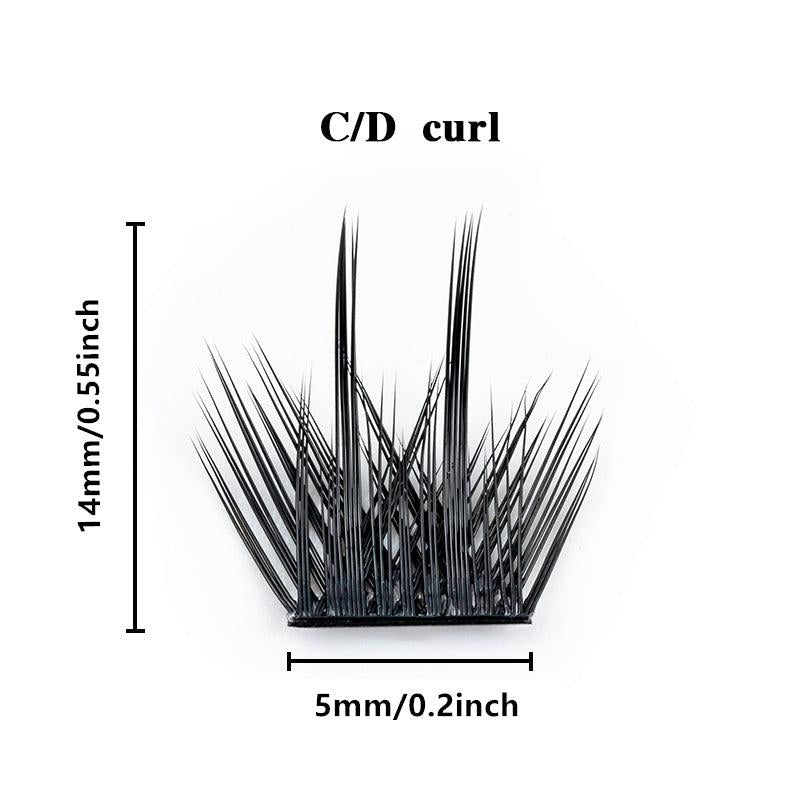 12-16mm Wispy DIY False Eyelash Extension D Curling Lash Clusters