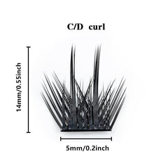 12-16mm Wispy DIY False Eyelash Extension D Curling Lash Clusters