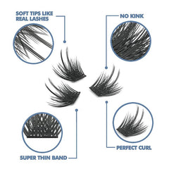 12-16mm Wispy DIY False Eyelash Extension D Curling Lash Clusters